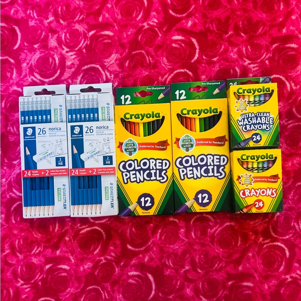 School supplies Crayola ColoredPencils&Crayons +Staedtler HB#2 pencils lots new